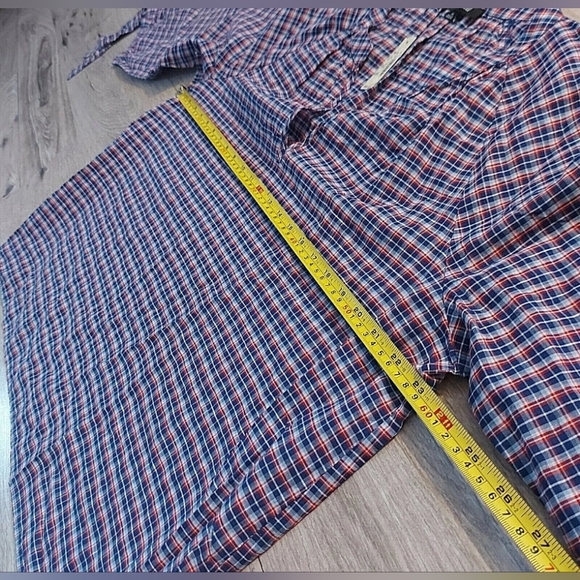 NWT Madewell 3/4 Length Tie-Sleeve Popover Top in Whitby Red White Blue Plaid XL - Picture 9 of 9